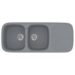 Νεροχύτης Ένθετος Γρανιτένιος Συνθετικός Sanitec Classic 300 (116x50) με 2 Ίσες Γούρνες Metallic Silver